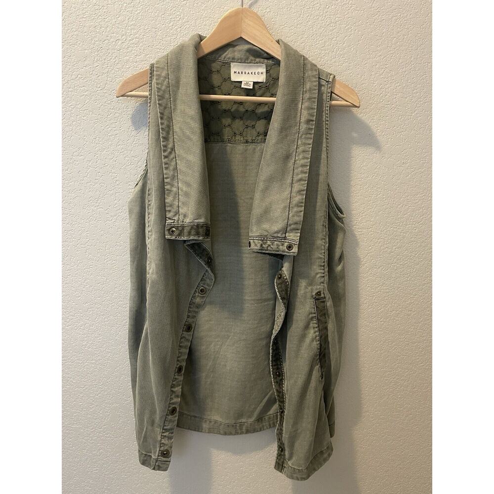 Anthropologie Marrakech Tombolo Utility Vest M Army Green Button Close